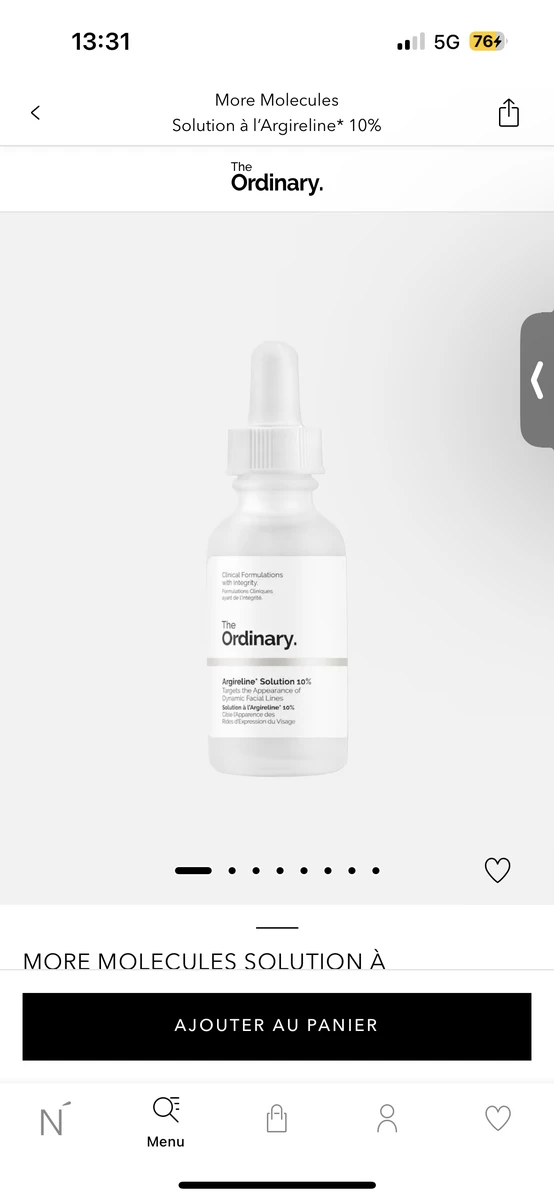 The Ordinary  More Molecules  Solution à l’Argireline* 10%  Sérum anti-âge » achetez en ligne | Nocibé