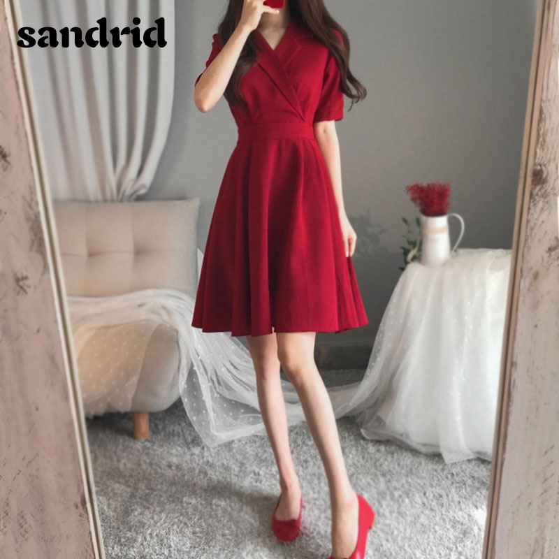 robe d'été grande taille rouge robe de soirée femmes col en V