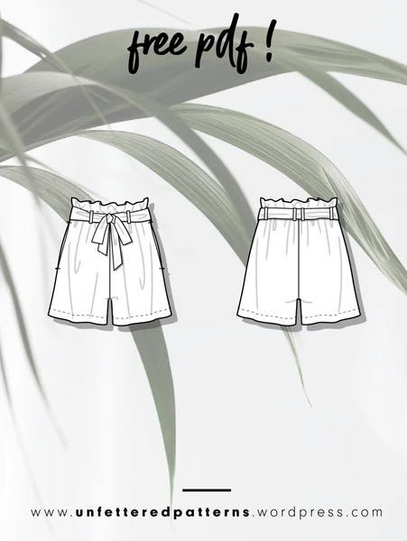 Short culottes with belt paperbag waist – Free sewing pattern download PDF #UP1010