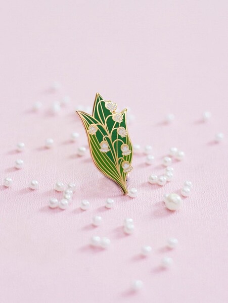 Épingle en émail des muguets, Cadeau des lys de la vallée, Épingle pour les amoureux des fleurs, Insigne des lys de la vallée, Épingle des lys de la vallée