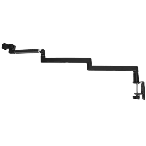 QWORK® Bras de micro low profile - Entièrement étendu à 80 cm - Capacité 2kg - Filetage 3/8" avec adaptateurs 1/4" 5/8" - Support micro pour podcasting, streaming, gaming