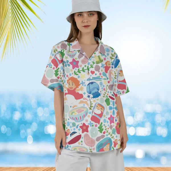 Studio Ghibli Ponyo Pattern Hawaiian Shirt for Sale