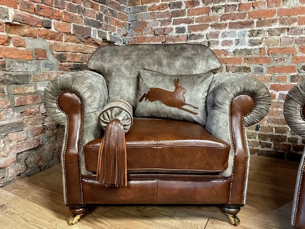 Luxury Velvet & Leather armchair