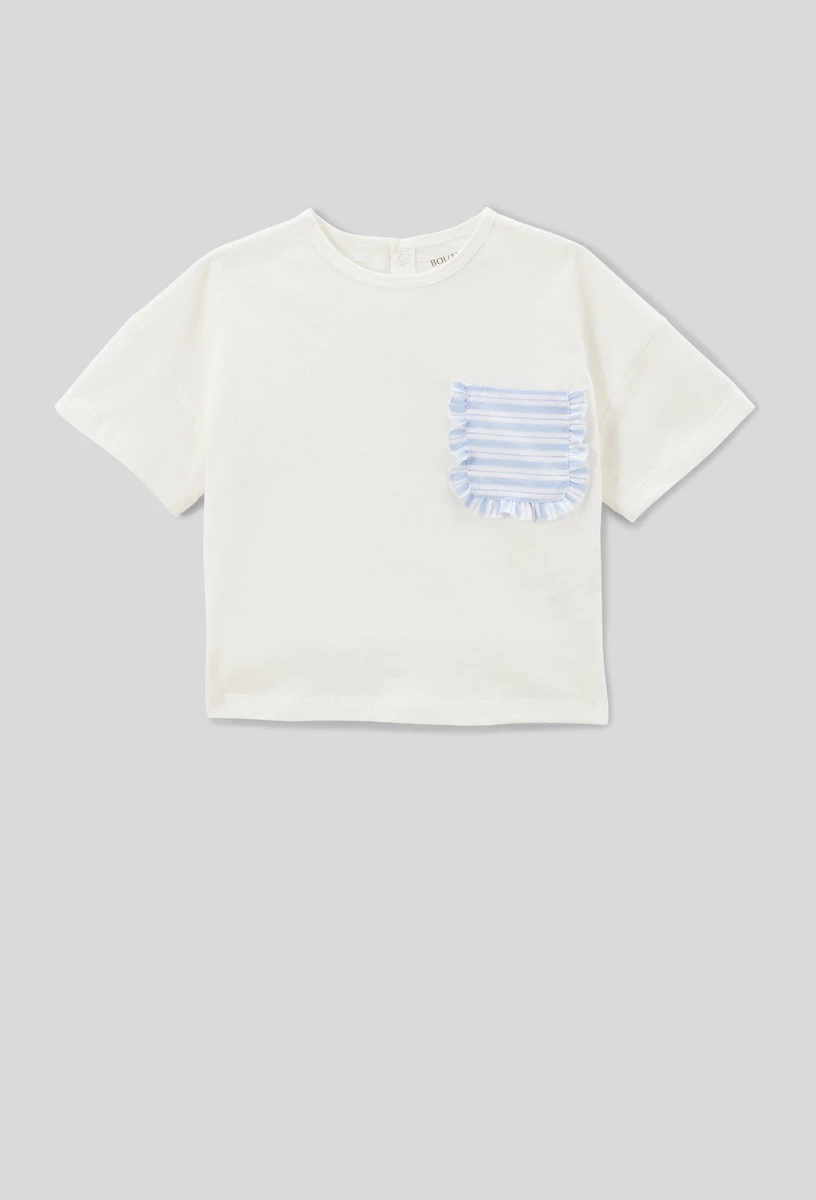 T-shirt manches courtes poche rayée en coton BIO GOTS
