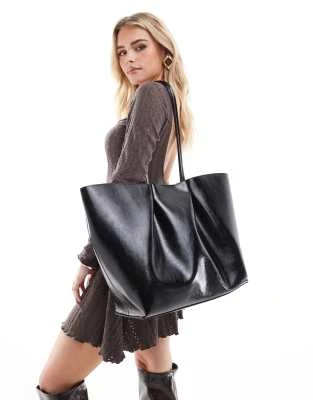 Stradivarius - Cabas en PU - Noir