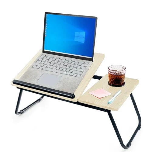 unycos - Table Pliable pour Ordinateur Portable, Plateau de Lit Multifonctionnel, Idéal pour Manger, Travailler, Lire, Écrire ou Regarder des Films, Support pour Ordinateur Portable, Lutrin (Maple)