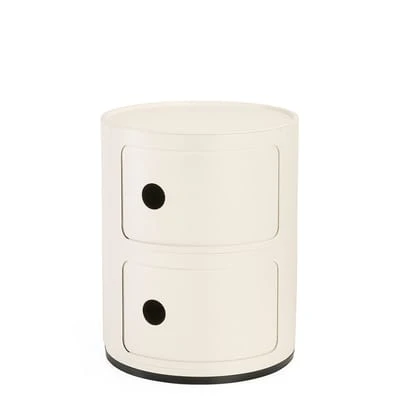 Rangement Componibili plastique blanc (1968) / Version mate - 2 tiroirs - H 40 cm /100% recyclé - Kartell