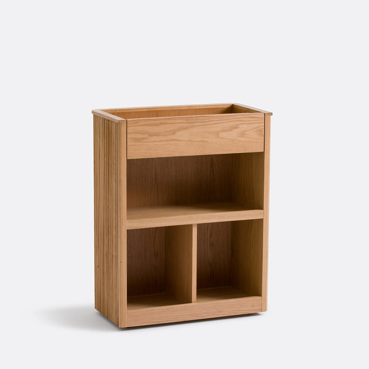 Console, rangement à roulettes, en plaqué chêne, Tamula