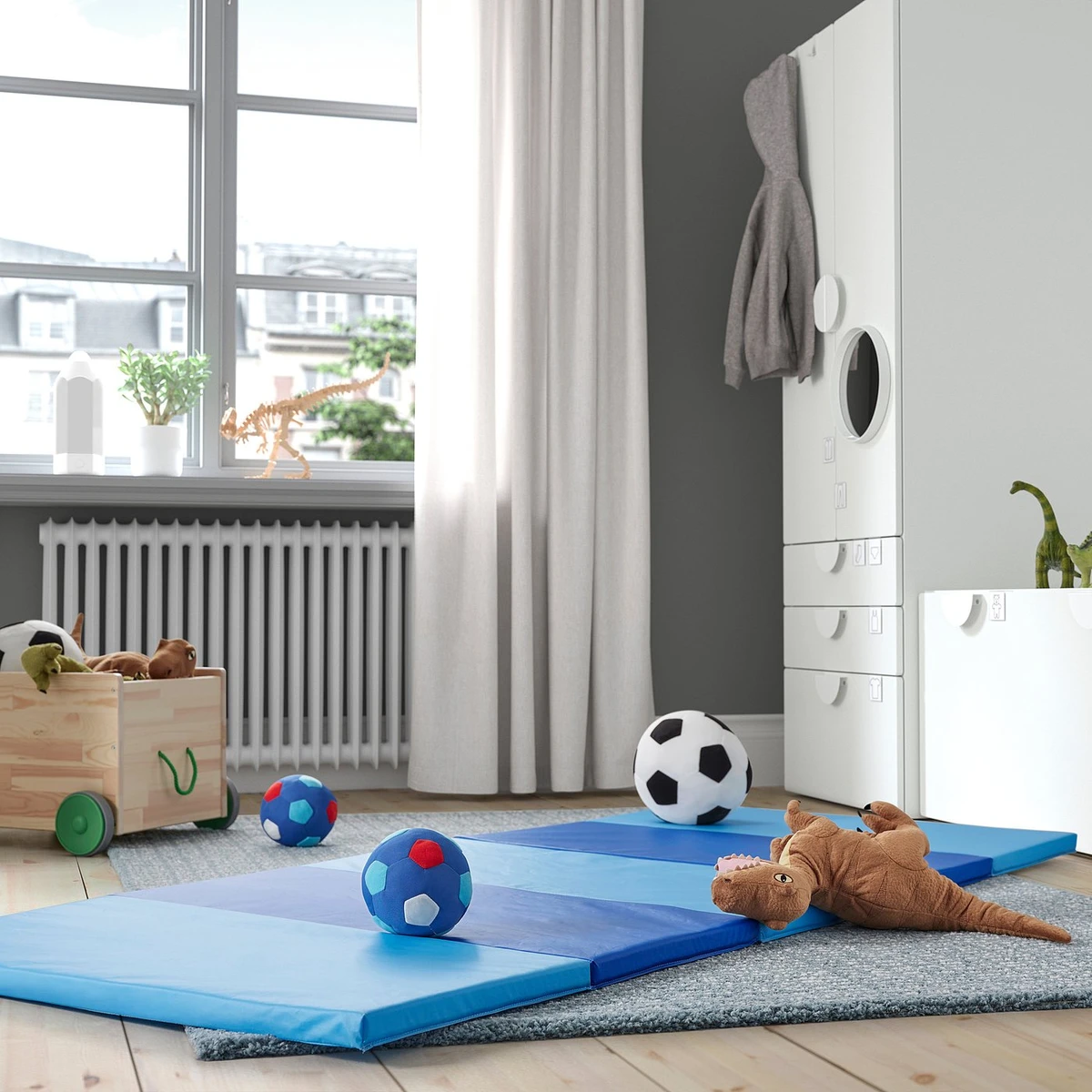 PLUFSIG Tapis de gymnastique pliant - bleu 78x185 cm