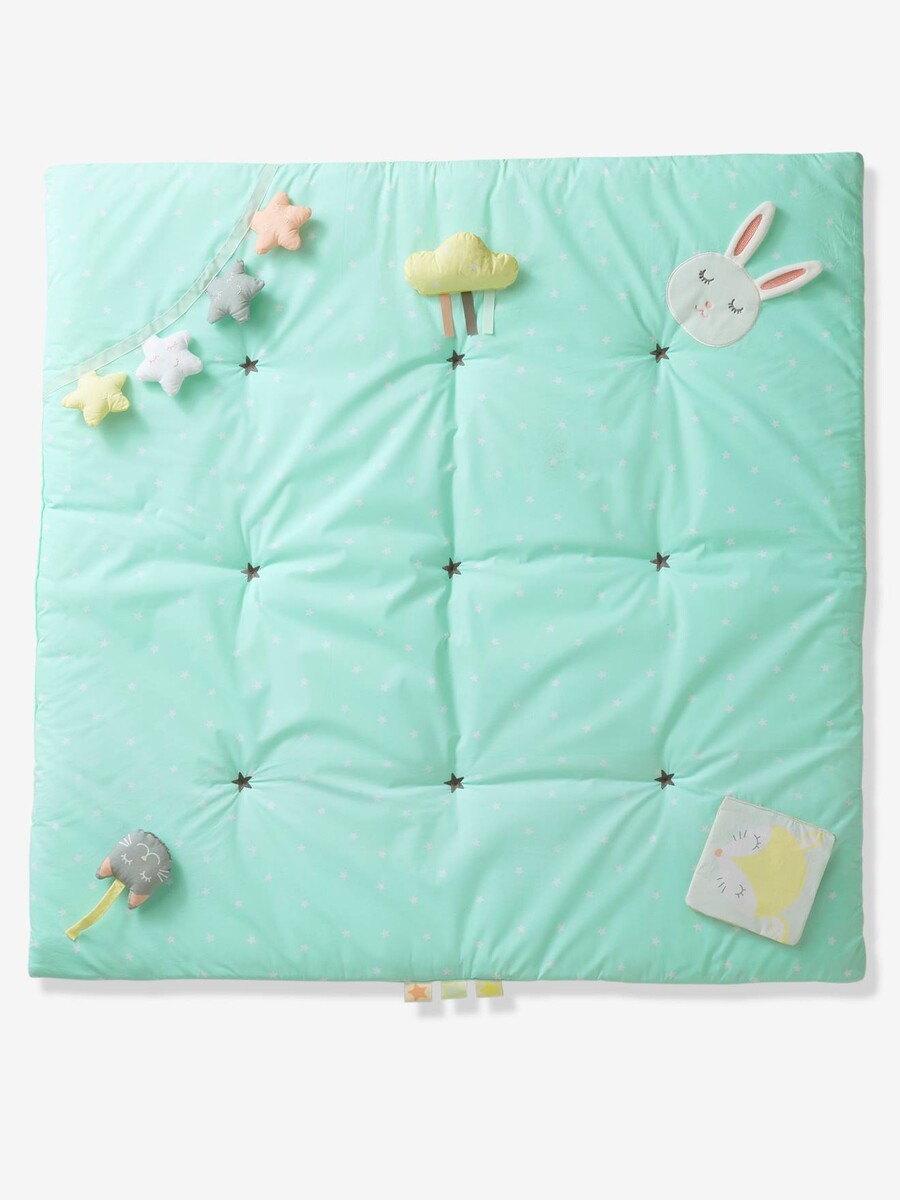 Tapis d'éveil souple Funny baby vert d'eau imprimé