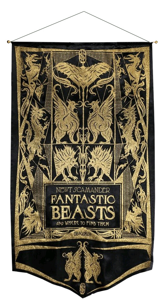 Fantastic Beasts and Where to Find Them - Newt Scamander’s Book Cover Gold Glitter Banner by Ikon Collectibles | Popcultcha