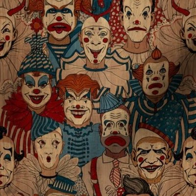 Creepy Vintage Circus Clowns Fabric | Spoonflower