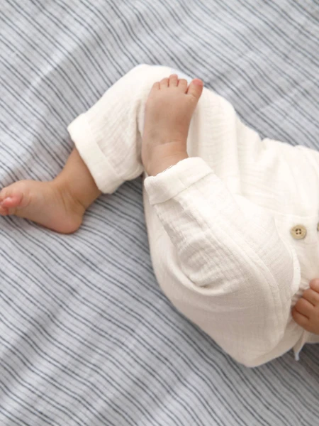 Pantalon coupe sarouel en gaze de coton blanc - Vertbaudet
