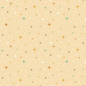 Retro Star Tossed-Mid Fabric | Spoonflower