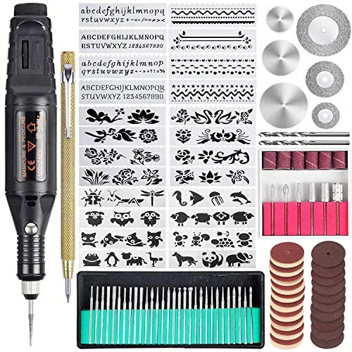 Uolor Stylo Graveur Électrique, Trousse à Outils de Gravure Filaire Polyvalent, Outil Rotatif Graver pour Bricolage Bijoux, Verre, Bois, Métal, Plastique, Pierre