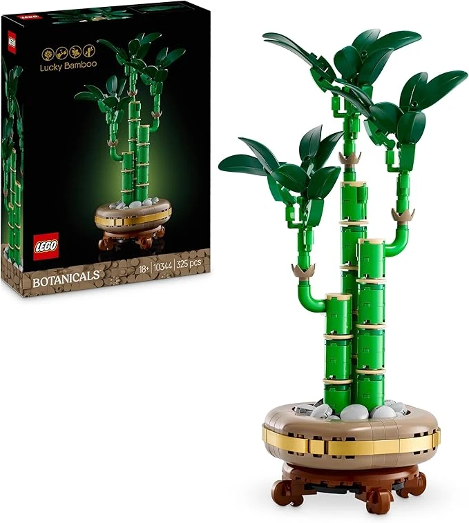 LEGO Botanique Le Bambou de la Chance - Plante Artificielle pour décoration intérieure - Set de Construction pour Adulte avec Pot et Socle Effet Bois - Idée Cadeau pour Femme et Homme 10344