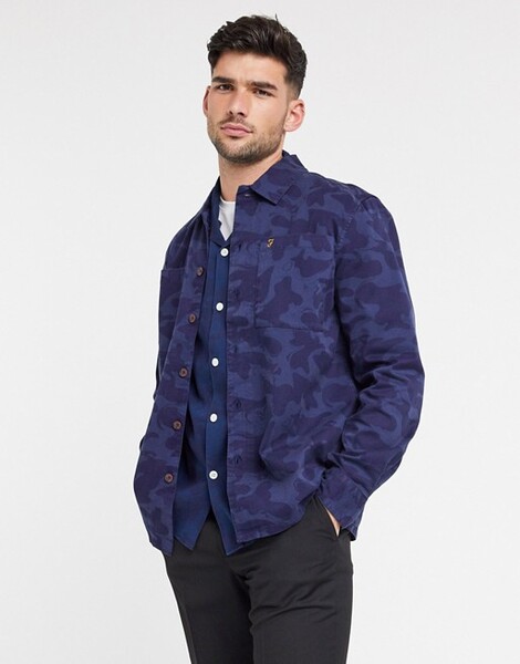 Farah Joshua - Surchemise à imprimé camouflage - Bleu