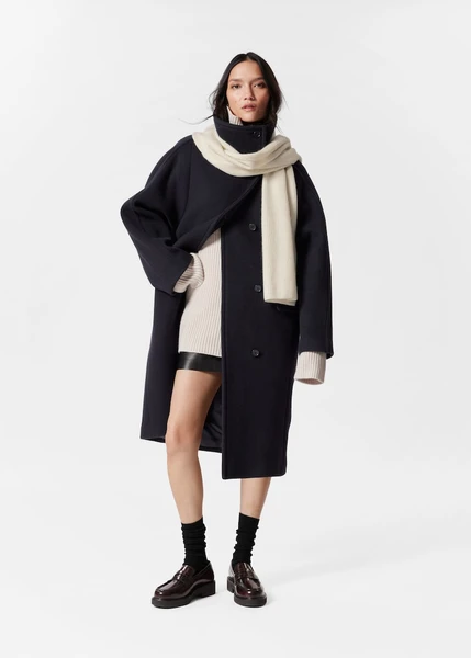 Manteau en laine à col cheminée