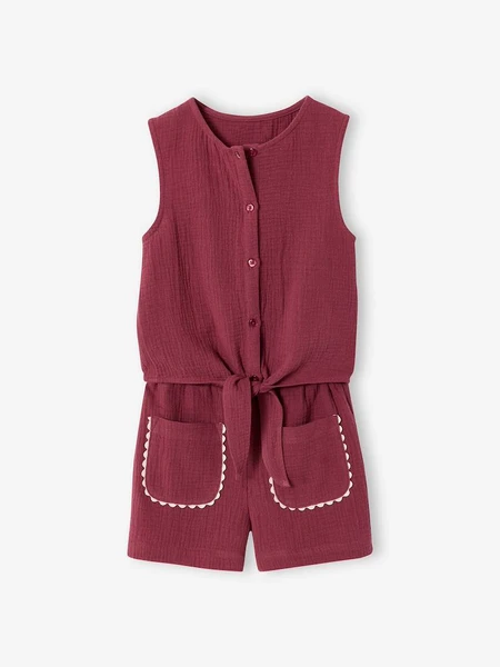 Ensemble short top fille gaze coton terracotta - Vertbaudet