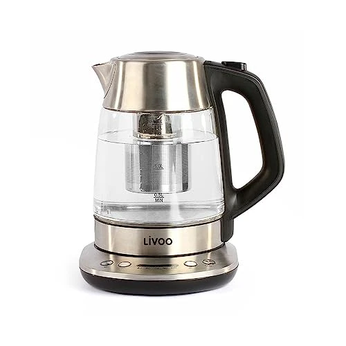 Livoo - Bouilloire théière automatique 1,7 L – 2200W, acier inoxydable, 5 programmes de thé, 3 modes d'infusion, maintien au chaud