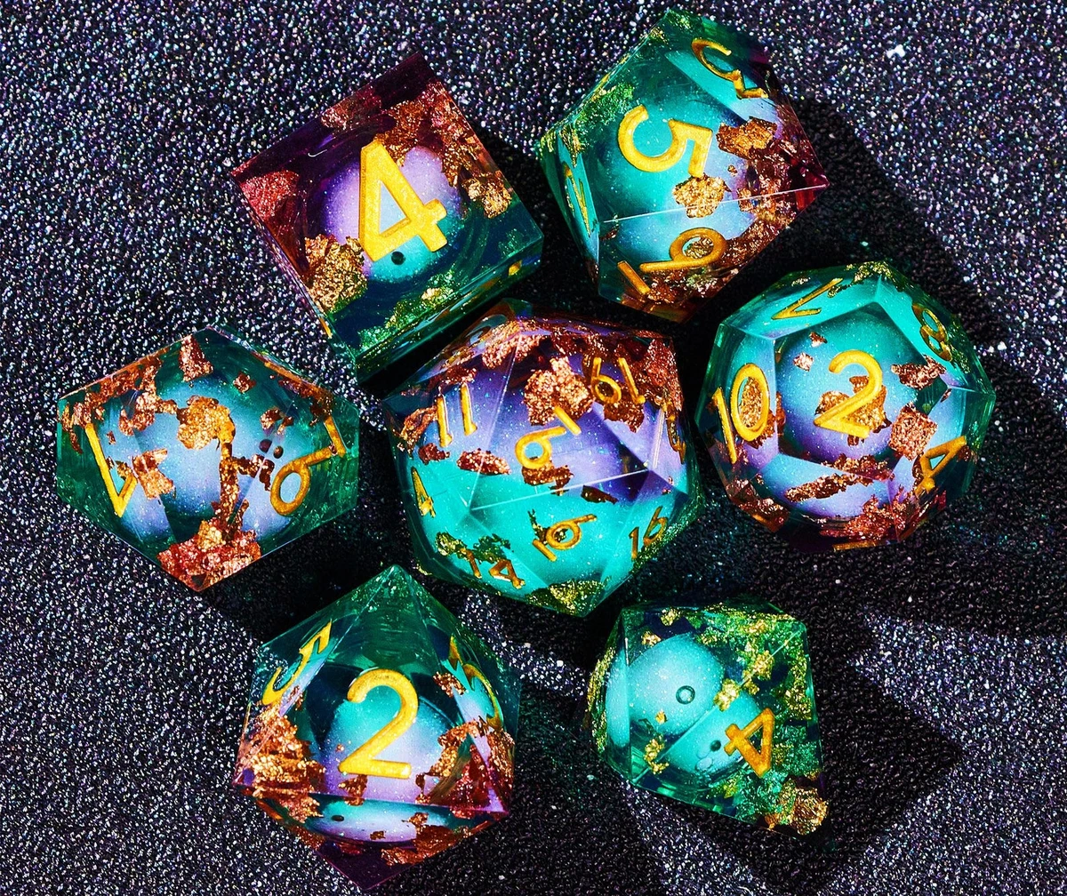 New Arrivals!! Liquid Core Dice Set for Role Playing Games, Galaxy Dungeons and Dragons Dice Set for Gifts, RPG Liquid Core D&D Dice Set