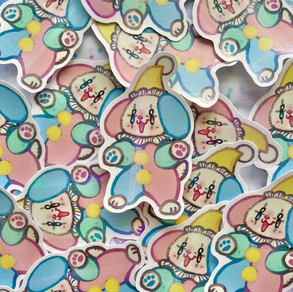 clown puppy sticker