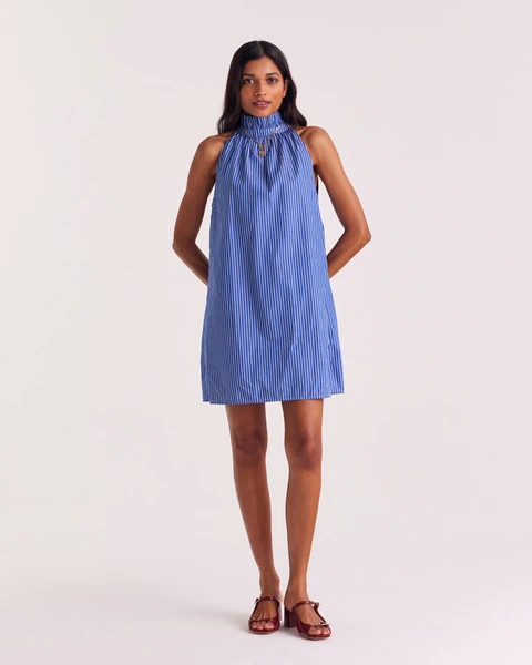 Robe Léonie rayures bleu