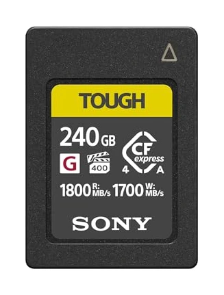 Sony CFexpress Type A 240 Go Tough (CEAG240T) – VPG400 High Speed G Series, 1 800 Mo/s en Lecture, 1 700 Mo/s, IP57 – Parfaite vidéo 4K/8K & la Photographie à Grande Vitesse