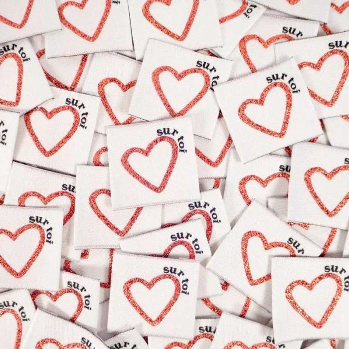 Étiquettes à coudre - Coeur sur toi | Étiquette en tissu personnalisée