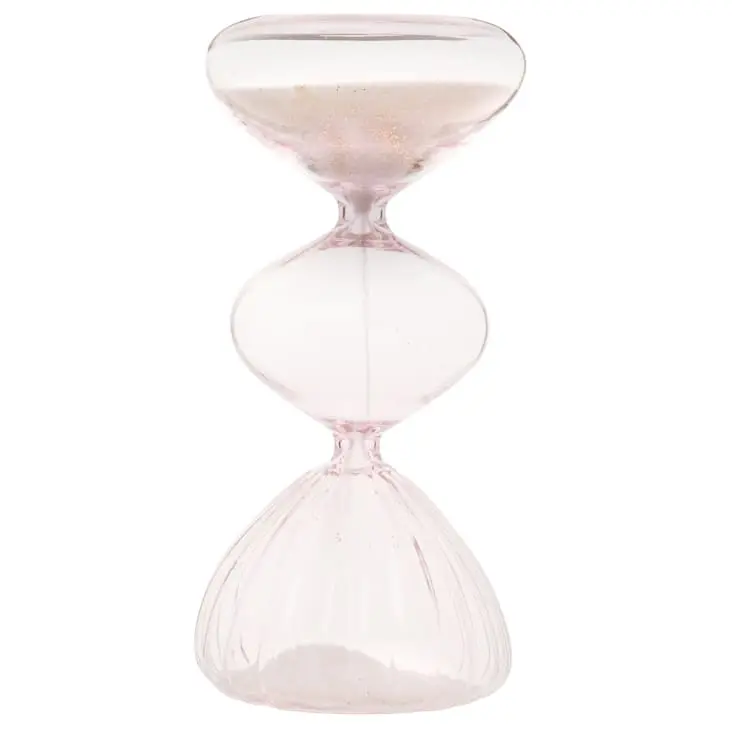 Sablier en verre rose, sable blanc et paillettes dorées ESTHER | Maisons du Monde