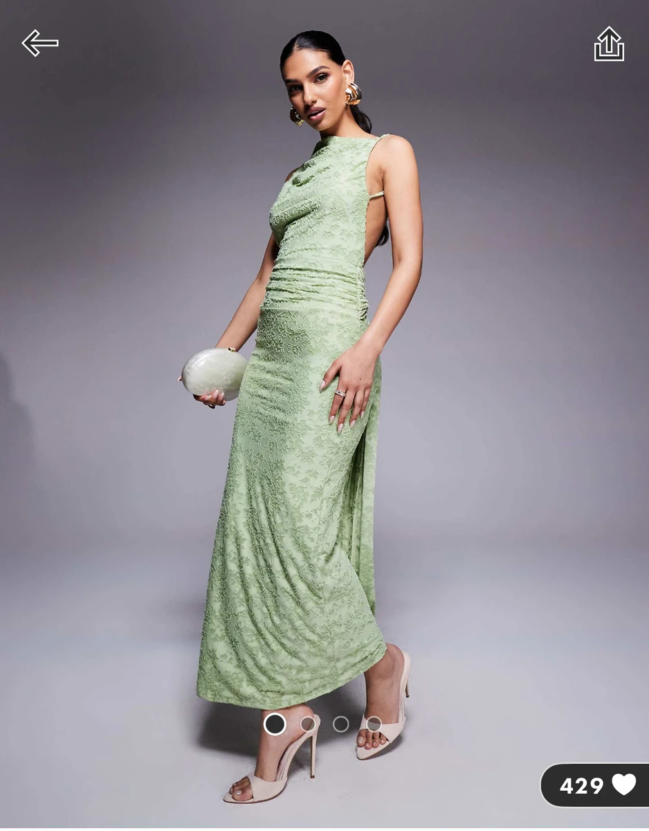 ASOS DESIGN - Robe longue sans manches avec dos nu et détail drapé - Vert