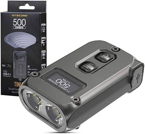 Nitecore TINI 2 (TINI2 v. 2021) Lampe Torche Porte-Cles 500 Lumen Lampe de Poche Tres Legere 19 Grammes Gris [Classe énergétique A+++]