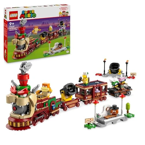 LEGO Super Mario Train Bowser Express - Jeu Interactif avec 2 Gares &amp; 6 Figurines Dont Frère Marto &amp; 2 Goombas - Cadeau Original pour Gamer, Garçon ou Fille, dès 9 Ans 71437