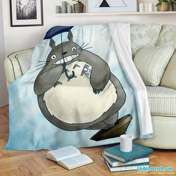 My Friend Totoro Blanket Army Green So Cute Fleece | Ghibli Merch Store
