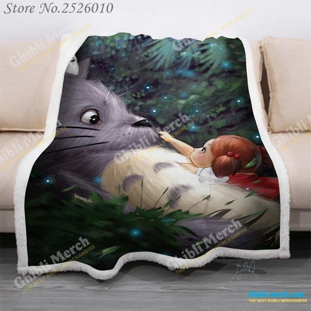 Throw Blanket Totoro 3D Velvet Plush (Sherpa) For Sale - Ghibli Merch Store - Official Studio Ghibli Merchandise