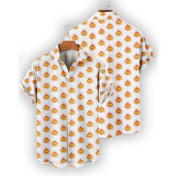 Calcifer Howl's Moving Castle Button Up Shirt | Tropi Hawaiian Shirts Store