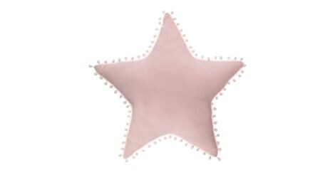 Coussin à Pompons Enfant "Étoile" 50cm Rose