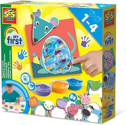 SES Creative | My First | Kit Peinture au doigt Animaux Enfant | Jeux Arts Créatif pour Bébé | 10 Pages | Développement Moteur et Créativité | Peinture Lavable | Adapté | Idée Cadeau Enfant dès 1 An