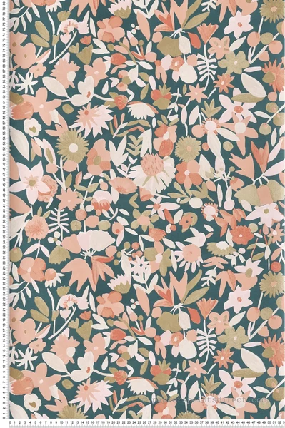 Papier peint Fleur Naiveté rose et doré - Imagination de Casélio | Réf. IMG102193034