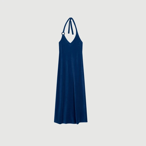 Robe de Plage Mireille Anneaux Velours Eponge Bleu Navy — Ma Petite Plage