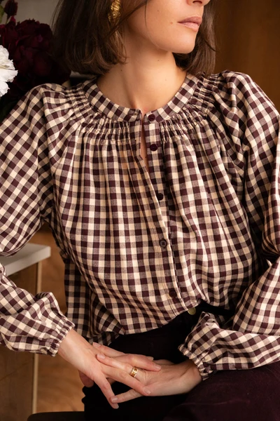Blouse A Carreaux Vichy - Bordeaux - Boutique Libertie