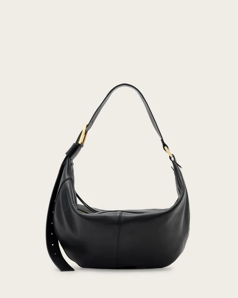 Luna Slouchy Leather Shoulder Bag Black | ALLSAINTS FR