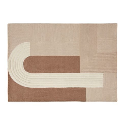Tapis tufté main beige, écru et vieux rose 140x200 | Maisons du Monde