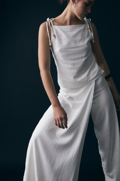 Amara Pant-Skirt, White Linen