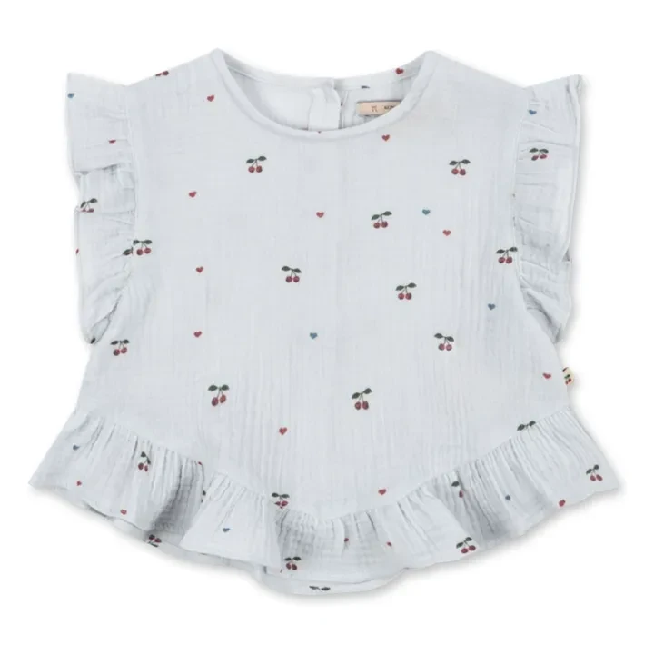 Top Coco Cerises Coton Bio | Bleu pâle