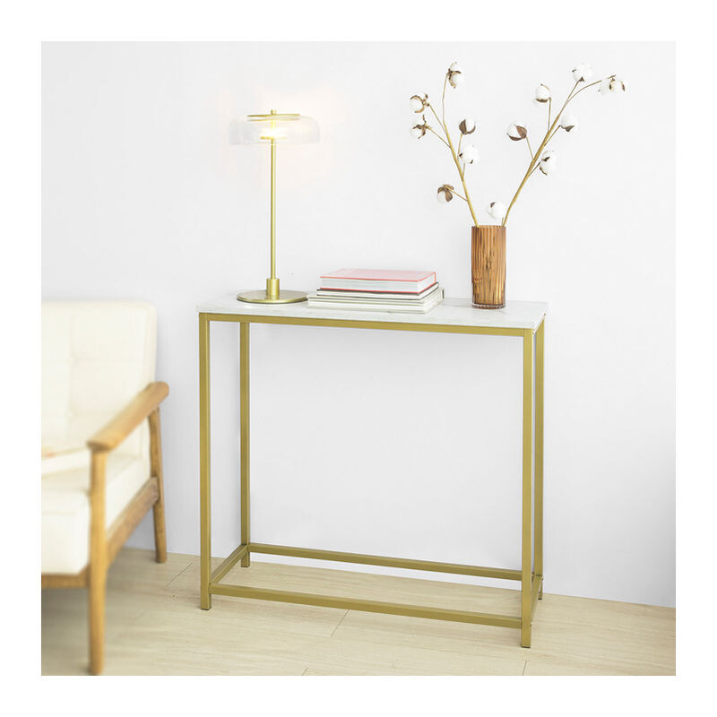 Table Console Table d'Appoint Bout de Canapé Table d'Entrée Effet Marbre Cadre,FSB29-G,SoBuy®