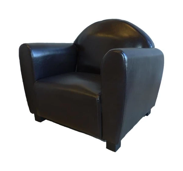 BREED Fauteuil club enfant en bois pin massif - Simili marron - Industriel - L 50 x P 39 cm