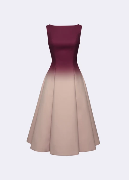 Nude Ombre Wine A-Line Dress - POEM