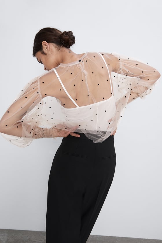 Blouse transparente à pois new arrivals