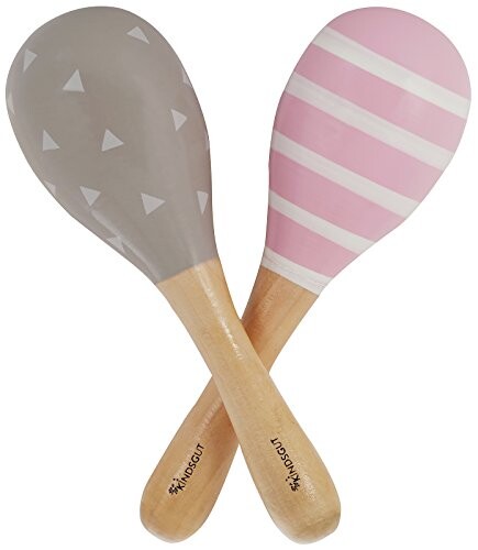 Kindsgut Maracas, hochet en Bois pour bébé, Jeu d'éveil et Percussion, Triangles et Rayures